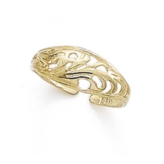 14k Yellow Gold Domed Filigree Toe Ring - 1.1 Grams