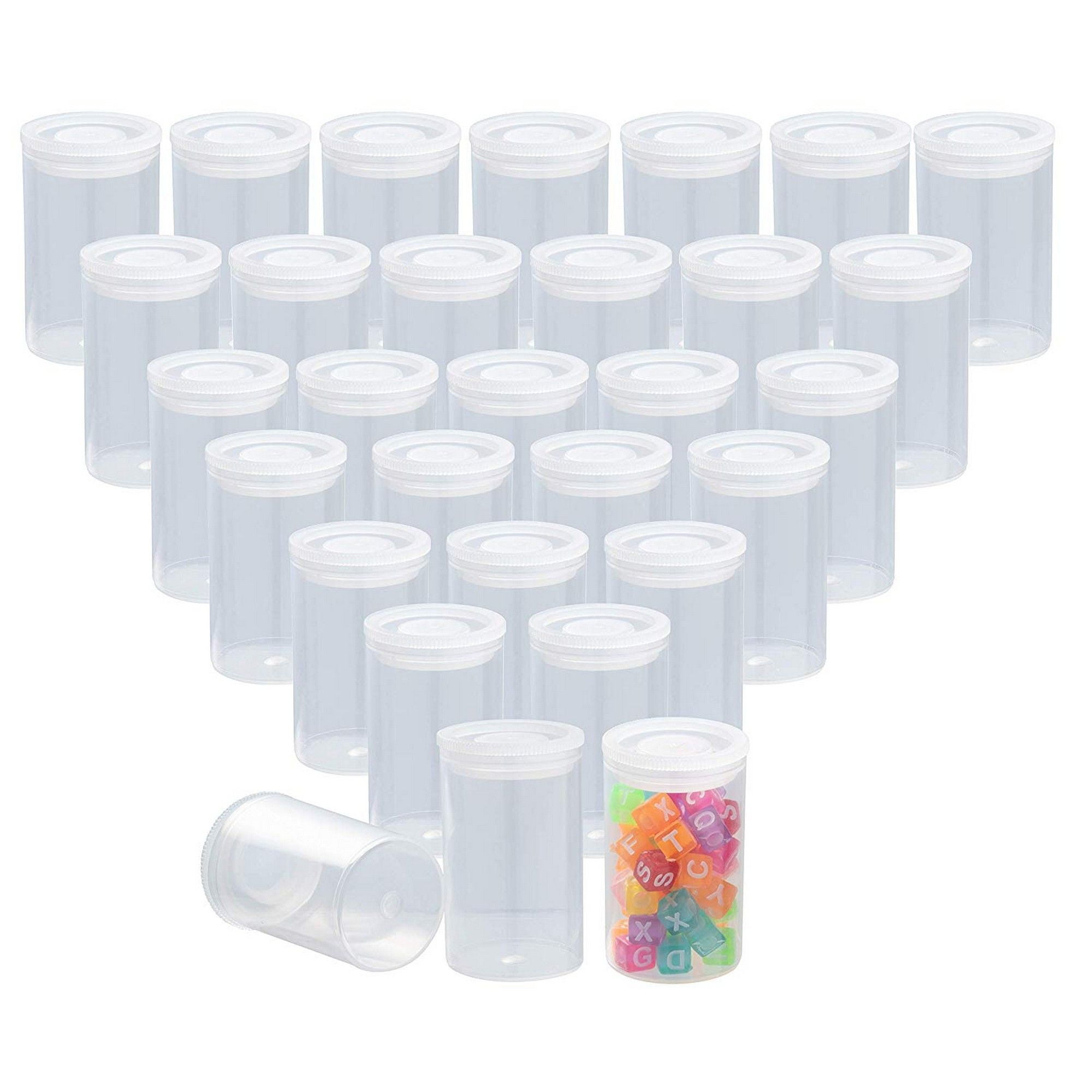 30Count Film Canisters with Caps, 35mm Clear Film Canisters