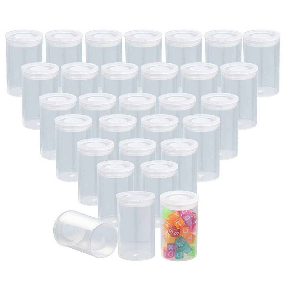 30Count Film Canisters with Caps, 35mm Clear Film Canisters
