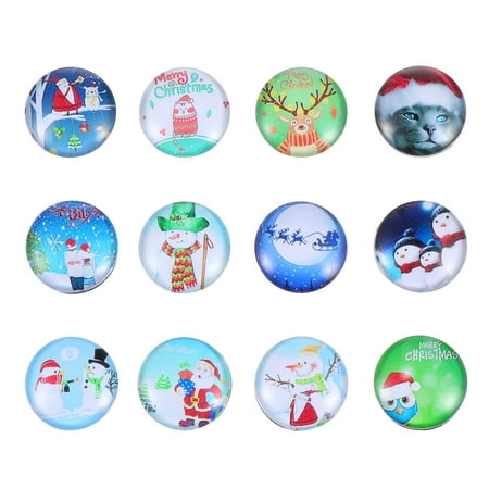 

12pcs Christmas Refrigerator Magnets Christmas 3D Decorative Glass Fridge Magnet