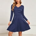 thumbnail image 7 of Lenpel Long Sleeve Dresses for Women Wrap V Neck High Waist Knee Length Dresses Casual Loose a Line Clothes, 7 of 7