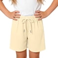 thumbnail image 2 of Mifsaly Kids Girls Ribbed Casual Shorts Drawstring Elastic Waist Summer Shorts Comfortable Lightweight School Play Everyday Wear Clothes, 2 of 5