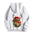 thumbnail image 4 of Fiaer Christmas Hoodie for Women Oversized Reindeer Graphic Xmas Hooded Jackets Full Zip up Drawstring Sweatshirts Long Sleeve Loose Fit Trendy Pocket Tops White XL, 4 of 5