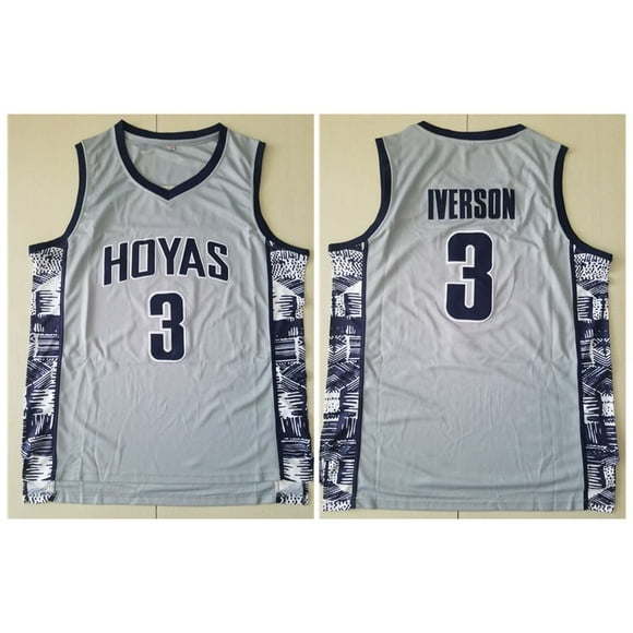 Men's Georgetown Collegiate Athletic #3 Iverson Retro Embroidered Basketball Jersey Size S-XXL