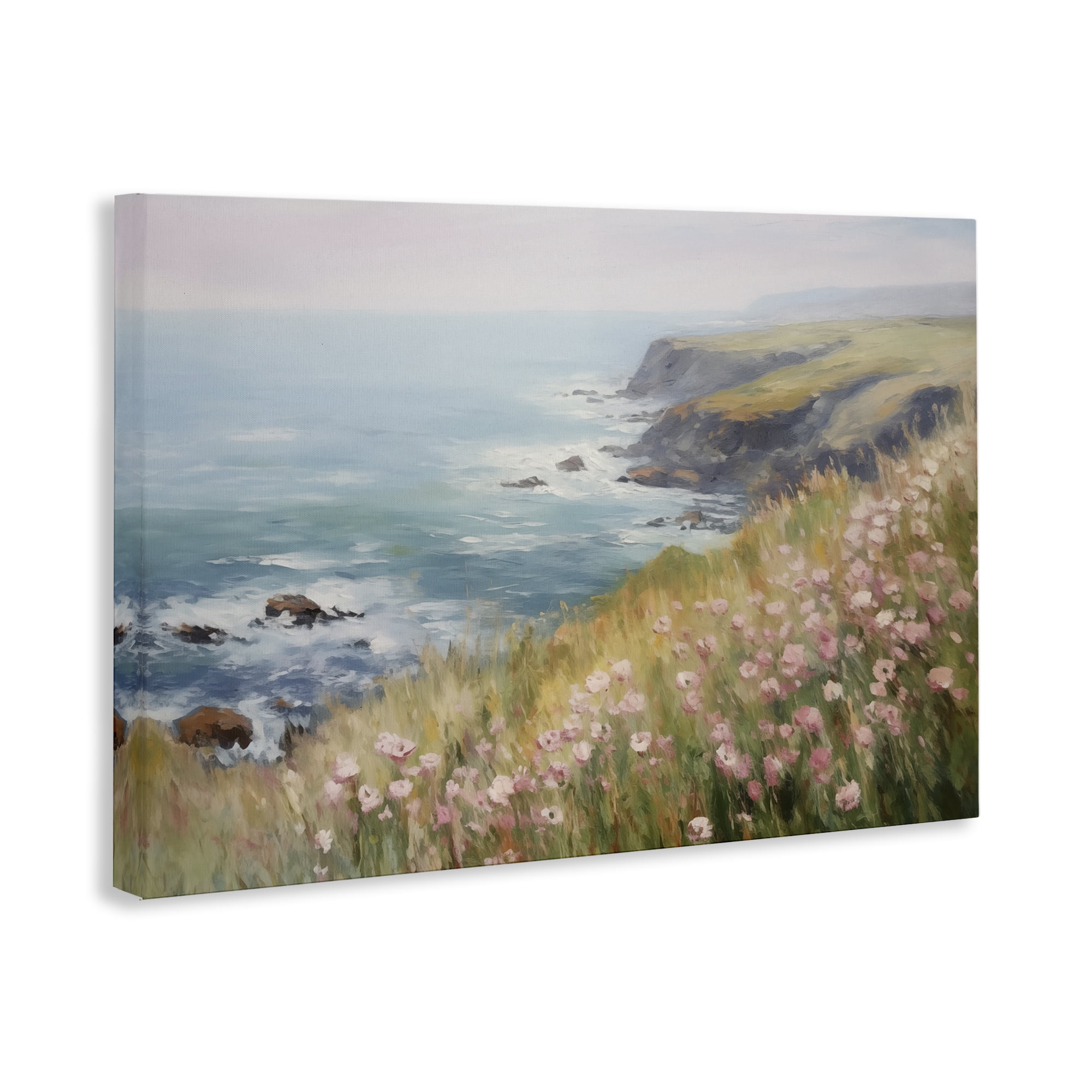 Stupell Industries Pink Wildflower View Landscape & Nature Painting Wrapped Canvas Art Print Wall Art, 36 x 24
