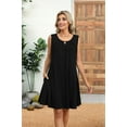 thumbnail image 6 of Women'S Summer Solid Color Round Neck Hollow Pleated Sleeveless Dress with Pockets Black S, 6 of 9