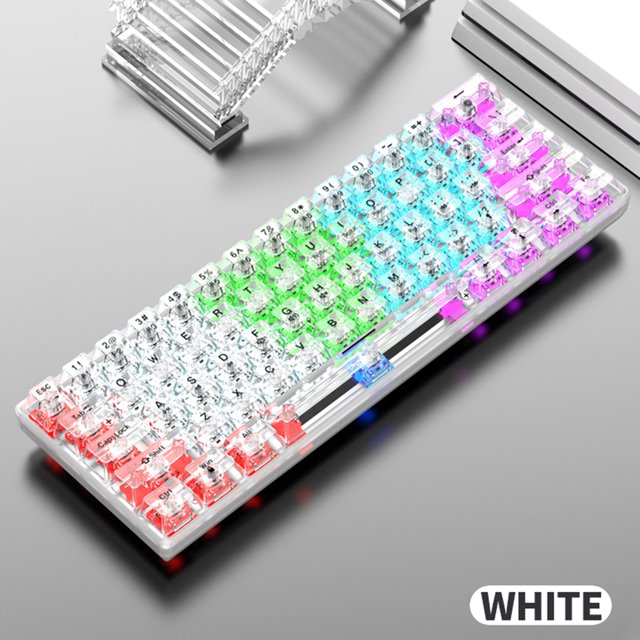 61 teclas Gamer Keyboard Hotswap Backlit Keycap para computadora portátil (blanco)