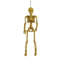 Full Body Poseable Halloween Skeleton Decor - 15.7" Realistic Hanging Skeleton with Movable Joints for Yard, Patio & Haunted House Party Decoration