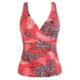 thumbnail image 7 of Firpearl Women's Underwire Tankini Top Swimwear Twist V Neck Swimsuits for Big Busted Tummy Control Swim Top Only Red Floral US8, 7 of 7
