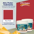 thumbnail image 2 of PINTEX Kit Pinta-me 2 Galones Pintura Vinil-Acrílica 3.8 L c/u | Incluye Brocha, Rodillo, Felpas, Masking Tape y Plastiprotector | Acabado Mate | Interiores y Exteriores | Rojo Rubi, 2 of 5