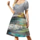 thumbnail image 2 of Vestido de noche elegante de manga corta, vestido holgado para mujer., 2 of 7