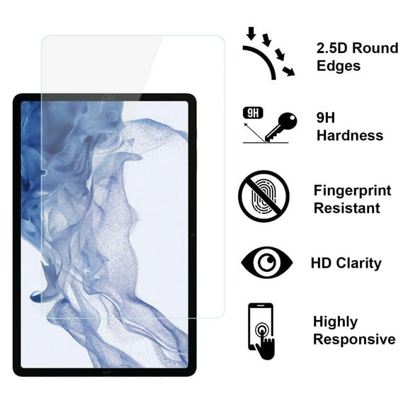 For Samsung Tab S8 / Tab S7 Tablet Tempered Glass Screen Protector HD Clear, Case Friendly, AB Glue, 0.33mm Thick Cover ,Xpm Screen Protector [ Clear ]