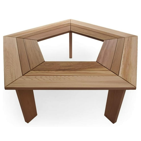 Open Box All Things Cedar 52”Wood Tree Bench 5 Side Wrap Around Outdoor Seating