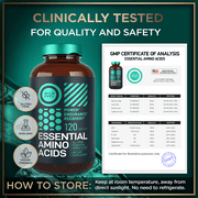 Essential Amino Acids Supplement - All 9 EAAs with BCAAs Amino Acids (Leucine, Lysine, Valine, Threonine) - 3,000mg Per Serving - Muscle Growth, Power, Recovery - 120 Vegan, Caffeine Free Capsules