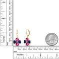 thumbnail image 2 of Gem Stone King 18K Yellow Gold Plated Silver Blue Created Sapphire and Pink Created Sapphire Dangle Earrings for Women (6.42 Cttw, Gemstone September Birthstone, Heart Shape 6MM), 2 of 3