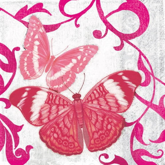 "A Fuschia Butterfly I" Painting Print on Wrapped Canvas