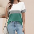 thumbnail image 7 of Otntypg Fashion Women’s T Shirts Plus Size Short Sleeve Striped Color Block Tops Casual Summer Basic Oversized Crewneck Graphic Tunic Tees Blouse Green#01 XL, 7 of 7