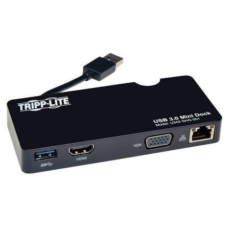 UPC: 0037332185341 | Tripp Lite USB 3.0 HDMI VGA Mini Dock Station Gigabit Ethernet HD15 RJ45 – Docking station – USB – VGA  HDMI – GigE – for P/N: U342-DHG-402