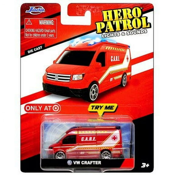 VW Crafter Red Fire Rescue 1/64 with Lights & Sounds Jada Hero Patrol