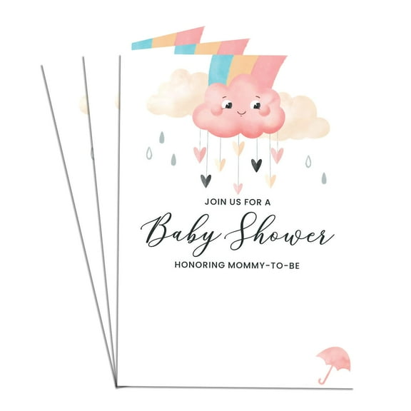 Cloud Heart Shower Party Invitation To Celebrate Mom-To-Be Baby Shower Invite for Boys Girls 50 Single-Sided Baby Shower Card 4x6"