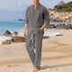 thumbnail image 1 of Ceisia Men's Loose Fit Pre-Shrunk Linen Stand-Up Collar Henley Top & Wide-Leg Pants Set | Beach Casual Two-Piece Outfit Gifts, 1 of 4