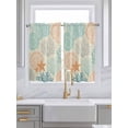 thumbnail image 2 of Kitchen Curtains 54 Inches length, Coastal Turquoise Window Treatment Curtain Drapes, Ocean Coral Starfish Shell Modern Sea Decorative Window Curtains for Bedroom Cafe, 52"x54", 2 Panels, 2 of 7