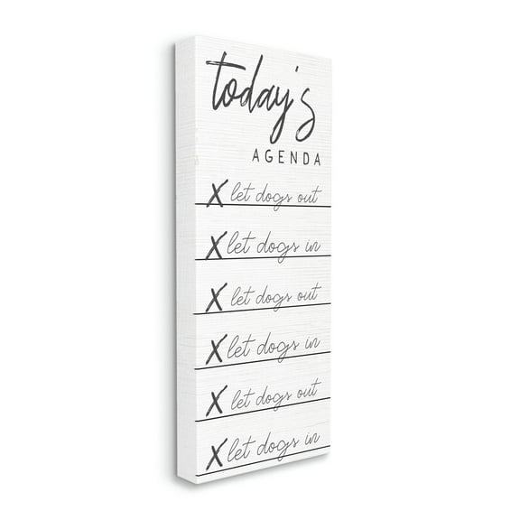 Stupell Industries Today's Agenda Taking Dog Out Funny Checklist Canvas Wall Art, 17 x 40, Design by Daphne Polselli