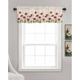 thumbnail image 3 of Red Flowers Pastoral Kitchen Valances for Windows Farmhouse Linen Window Valance Curtain for Living Room Window Treatment Country Floral Rustic Botanical Retro Valance Rod Pocket Topper, 42 x 18 Inch, 3 of 6