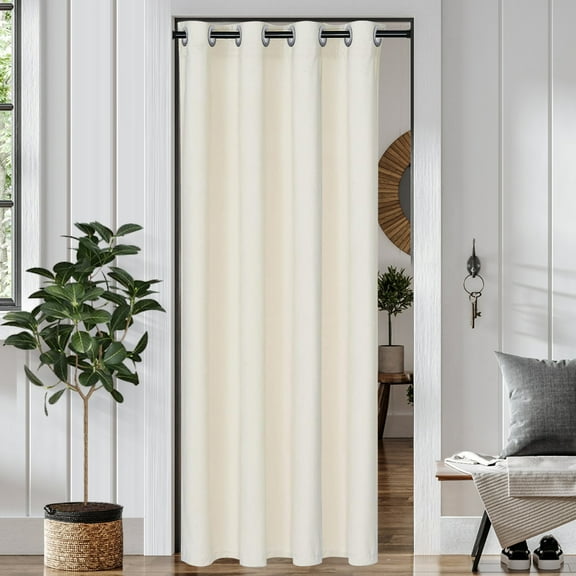 Lapalife Velvet Door Curtain, Privacy Room Divider Doorway Curtains Thermal Insulated Closet Curtain, 34''x 80'', Ivory, 1 Panel