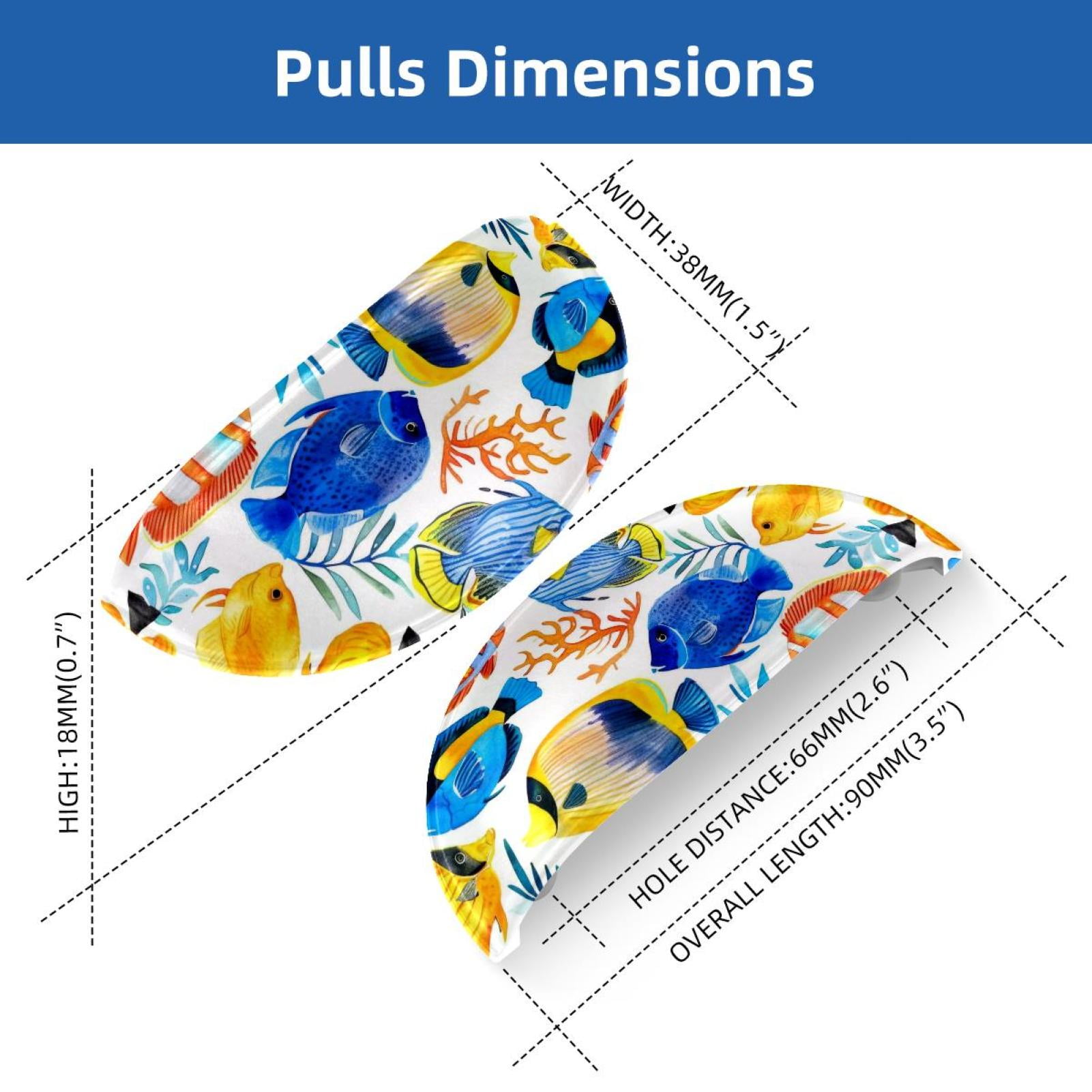 PhooArto 6 Pcs Cup Drawer Pulls, Watercolor Tropical Fish Colorful Pattern Shell Shape Handles Cabinet Knobs for Dresser Cupboard Closet Wardrobe with Screws