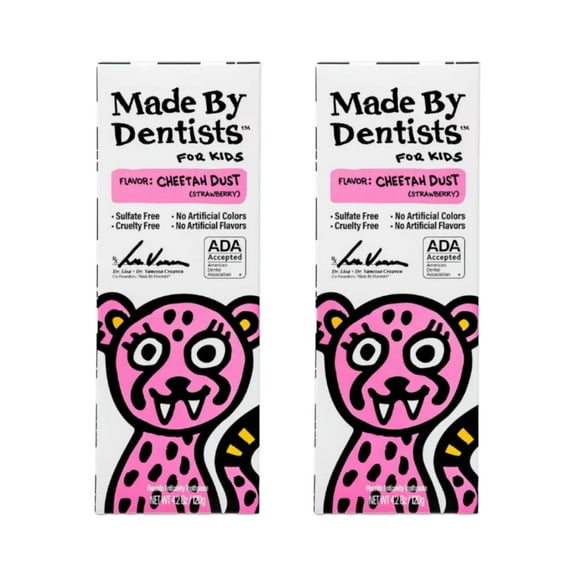 Made By Dentists Kids Cheetah Fluoride Anticavity Toothpaste -Strawberry - 4.2 oz (2 pack)