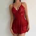 thumbnail image 3 of Zuwimk Lingerie For Women,Women Lingerie Lace Strap Chemise Mesh Baby Doll Lingerie V neck Sleepwear Red,XXL, 3 of 5