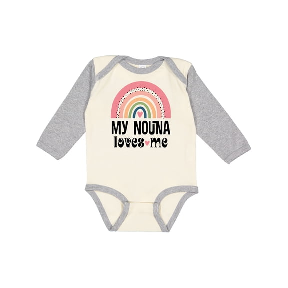 Inktastic Nouna Loves Me Rainbow Grandchild Girls Long Sleeve Baby Bodysuit