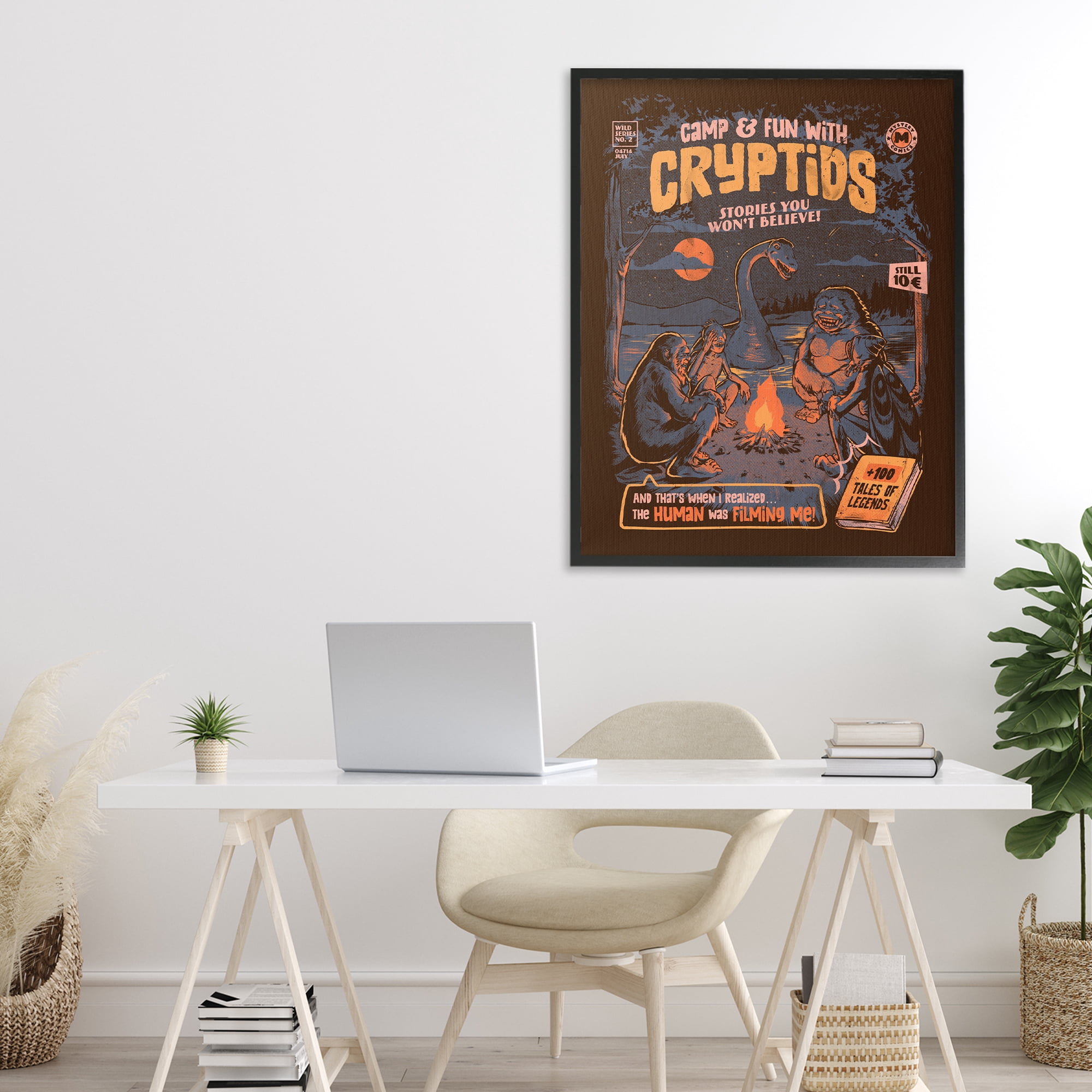 Stupell Industries Cryptid Camp Humor Black Framed Giclee Art, design by EduEly Designs