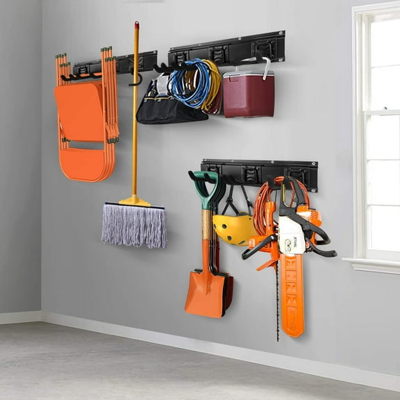 Heavy-Duty Wall Mount Tool Storage Rack Organizer for Garage, Yard, and Garden Tools
