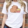 thumbnail image 3 of Playera Blusa Con Estampado de Capibara Comiendo Palomitas Playera De Capybara Divertida Color Blanco Talla Grande Marca Emil SaEs, 3 of 4
