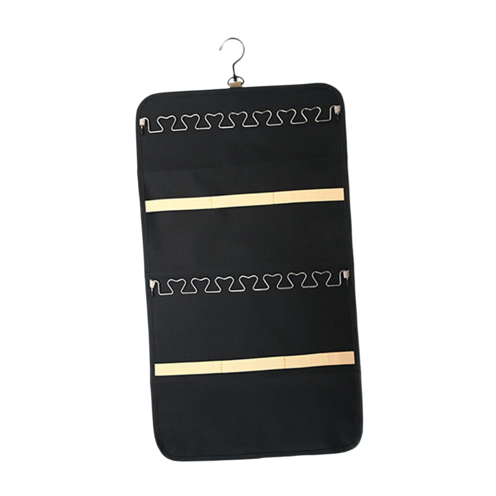FVDPWYE Double Sided Hanging Jewelry Organizer Jewelry Roll for Earrings Rings Wall Door Black