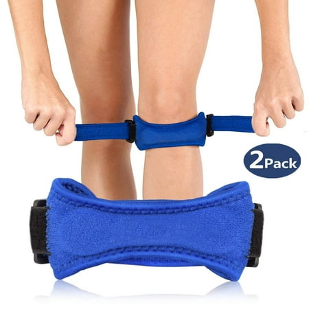 Knee Brace Protector, 2 PACK Patella Knee Strap for Knee Pain Relief - Knee Brace Support for Hiking, Soccer, Basketball, Running, Jumpers Knee, Tennis, Tendonitis, Volleyball & Squats,