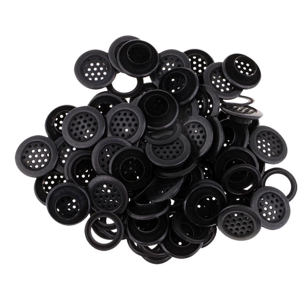 50 pares de ojales con hebilla y arandelas, color negro, para manualidades