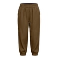 thumbnail image 3 of Lmueinov 2026 Women's 100% Corduroy Elastic Waist Cropped Jogger Pants, Side Pockets Loose Fit Soft Casual Capri Lounge Walking Trousers S-2XL, 3 of 8