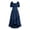 Navy, variant on Renaissance Dress Women Puff Short Sleeve Empire Waist Gown Ruched Bust High Low Hemline Maxi Length Party Dress White
