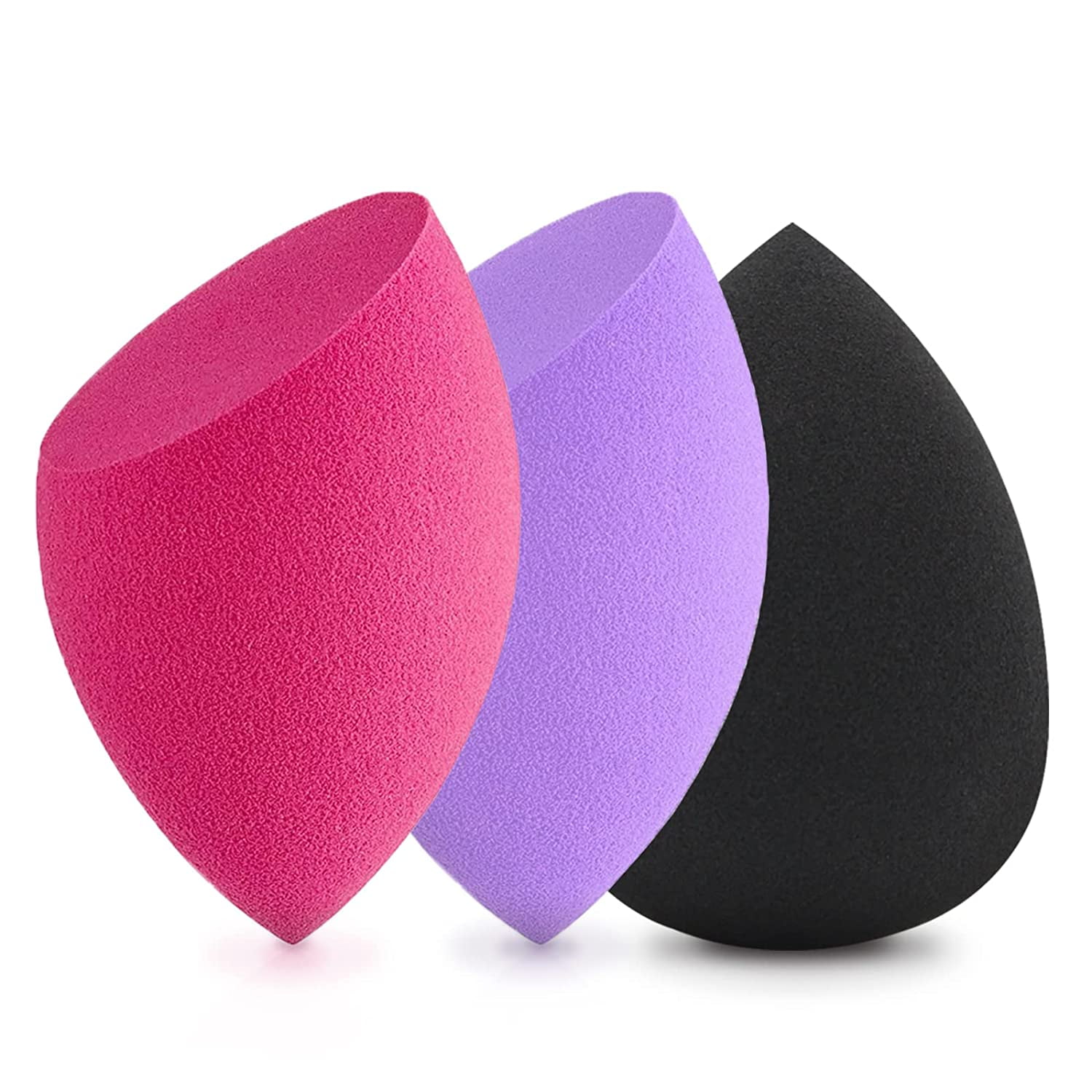 Makeup Sponges, Foundation Blending Beauty Sponge, Dry & Wet Use for Powder Cream or Liquid Application (3 Pcs, Multi-colored )