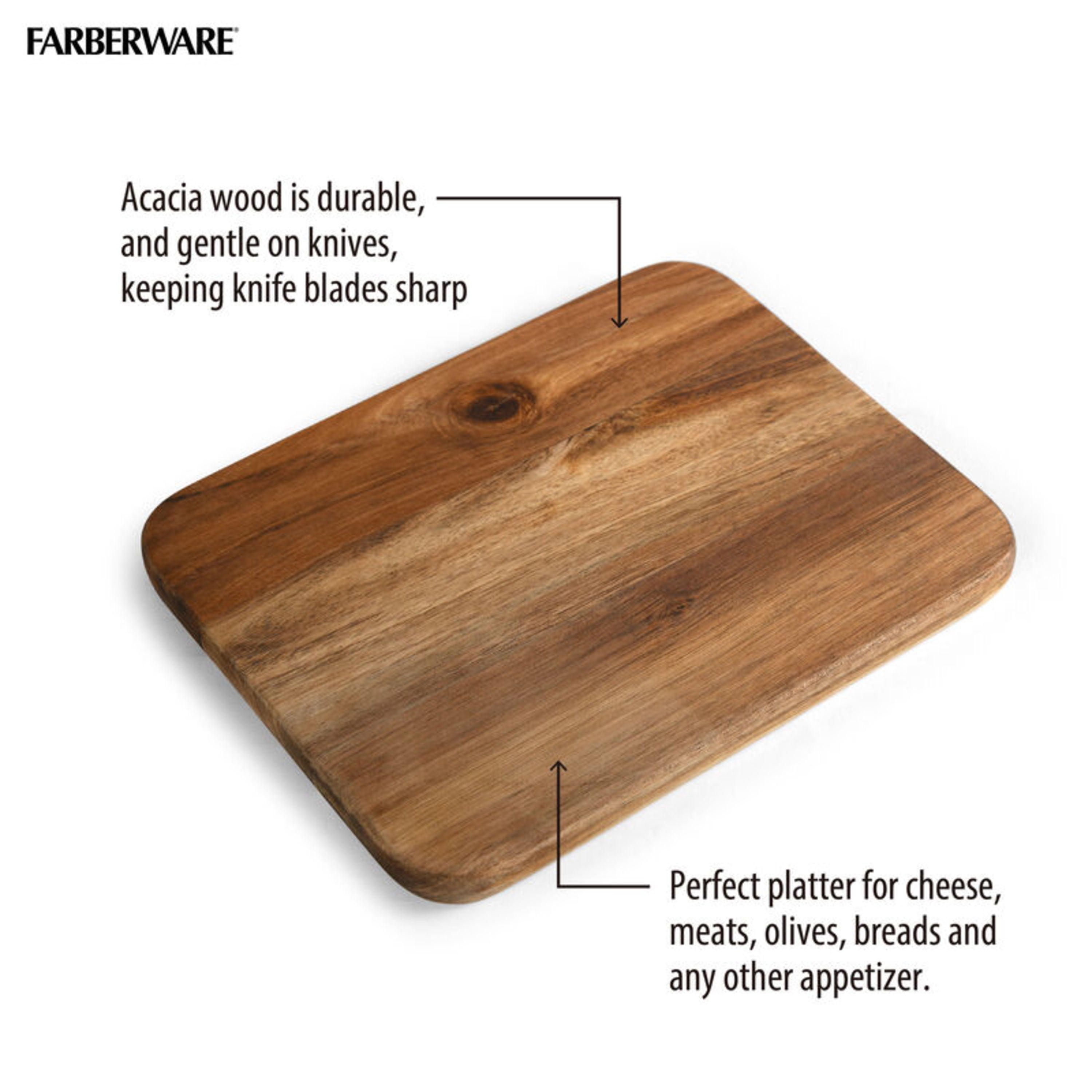 Farberware 8-inch x 10-inch Acacia Wood Cutting Board