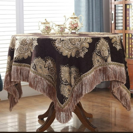 

UMMH Style Flower Tassel Tablecloth Thicken Chenille Rectangular Table Cover Round Dining Table Coffee Cloth Dust-proof