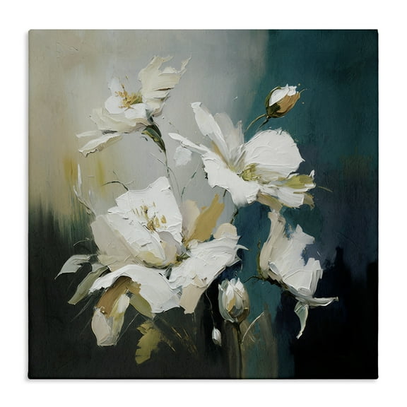 Stupell Industries Painterly Daubed Flowers Plants & Flowers Painting Wrapped Canvas Art Print Wall Art, 17 x 17