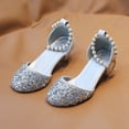 thumbnail image 2 of Staki Toddler Sparkle Shoes Girls Dress Shoes Mary Jane Wedding Party Heel Glitter Bow Princess Flower Shoes for Kid Toddler Silver,1.5 Big Kid, 2 of 5