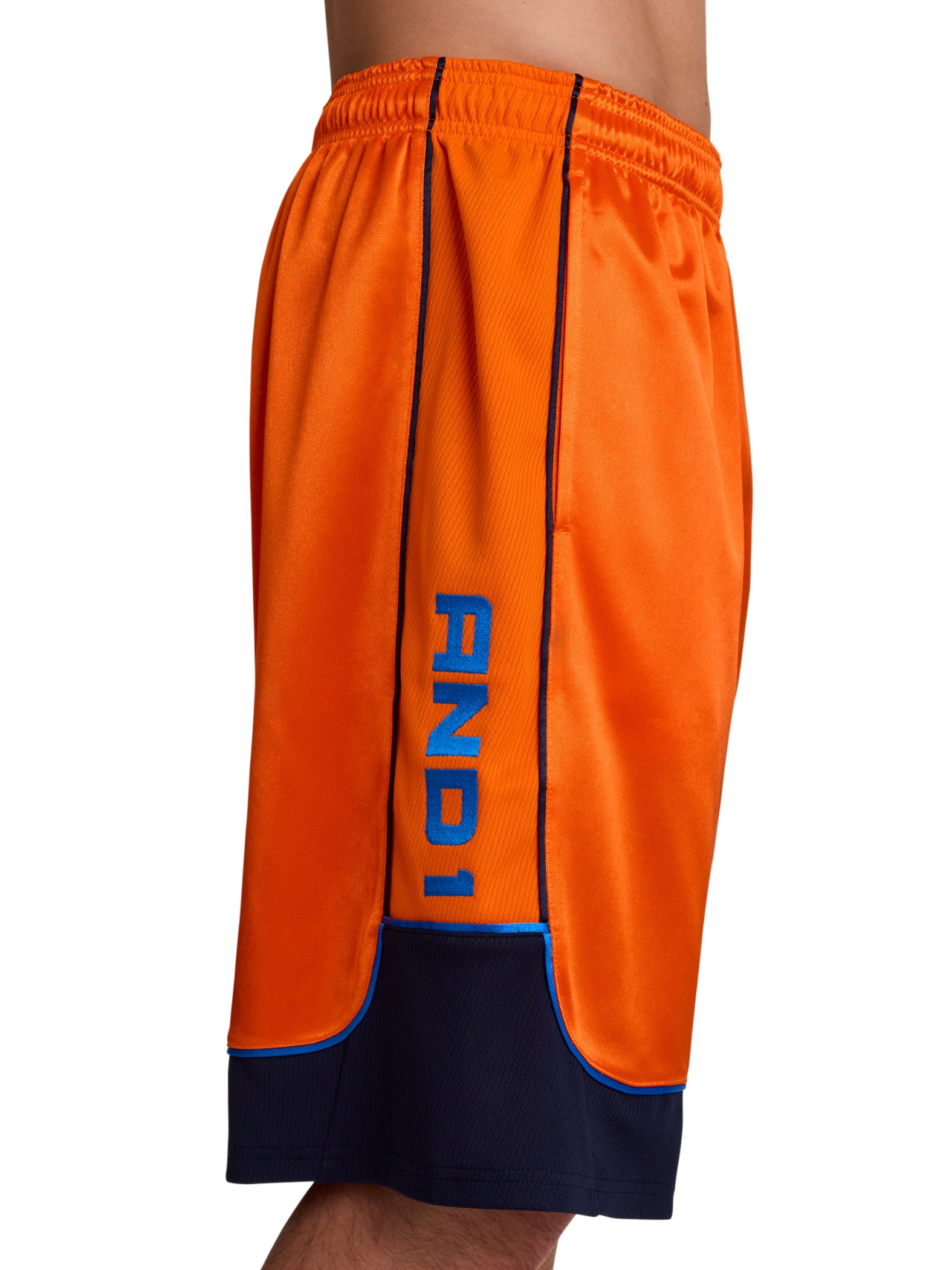 AND1 Men's and Big Men's All Court Colorblock Short, 11" inseam, up to Size 5XL