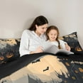 thumbnail image 4 of Feelyou Spooky Castle Bedding Comforter Set 7pcs for Teen, Gothic Pumpkin Bat Print Queen Bedding Sets, Halloween Theme Reversible Queen Sheet Sets, Lightweight Room Decor, 4 of 7