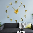 thumbnail image 2 of Retro Arabic Numerals DIY Large Wall Clock Arabic Numbers Acrylic Mirror Surface Stickers Frameless Giant Wall Watch Home Decor(Gold,47inch), 2 of 9