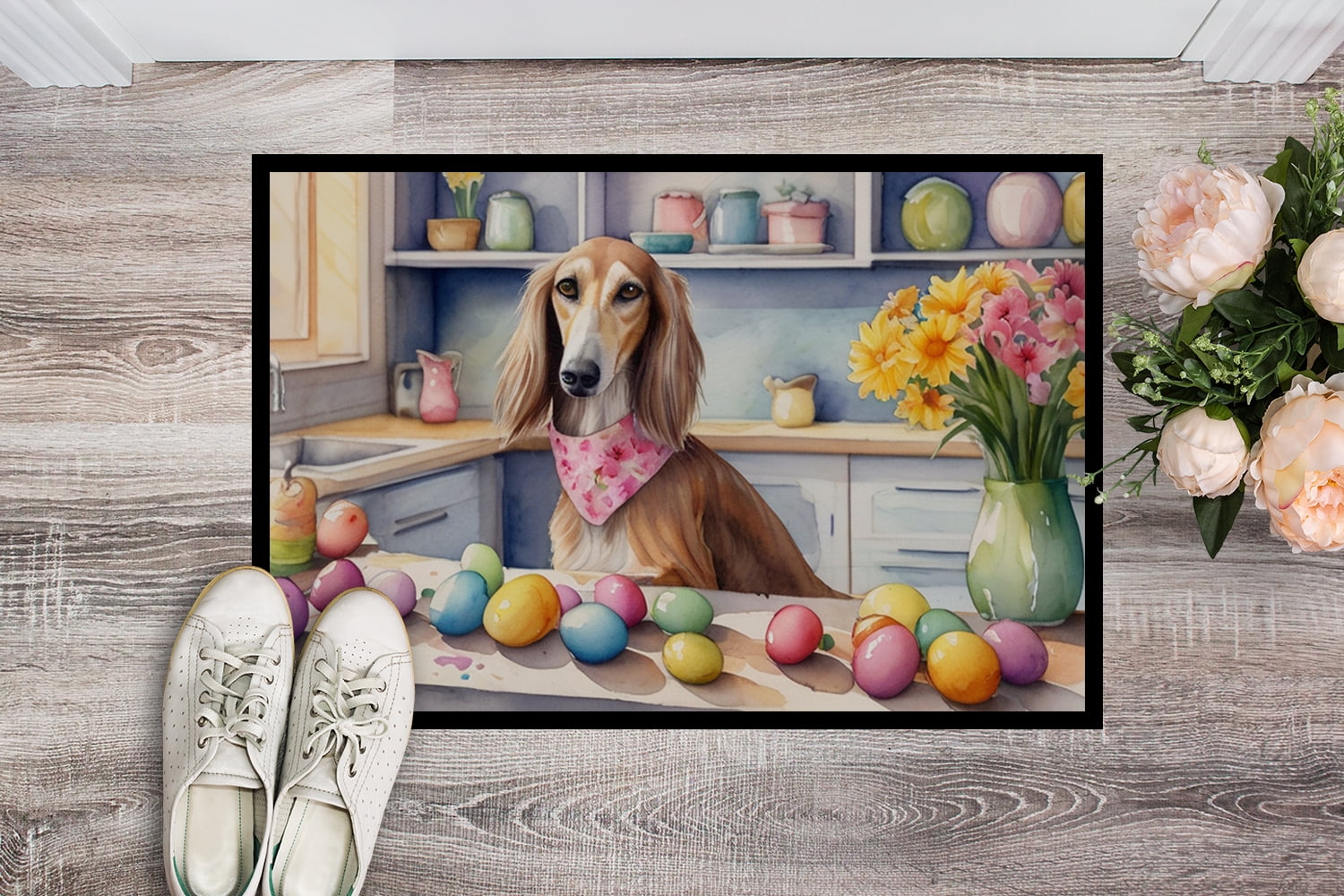 Decorating Easter Saluki Doormat 27 in x 18 in